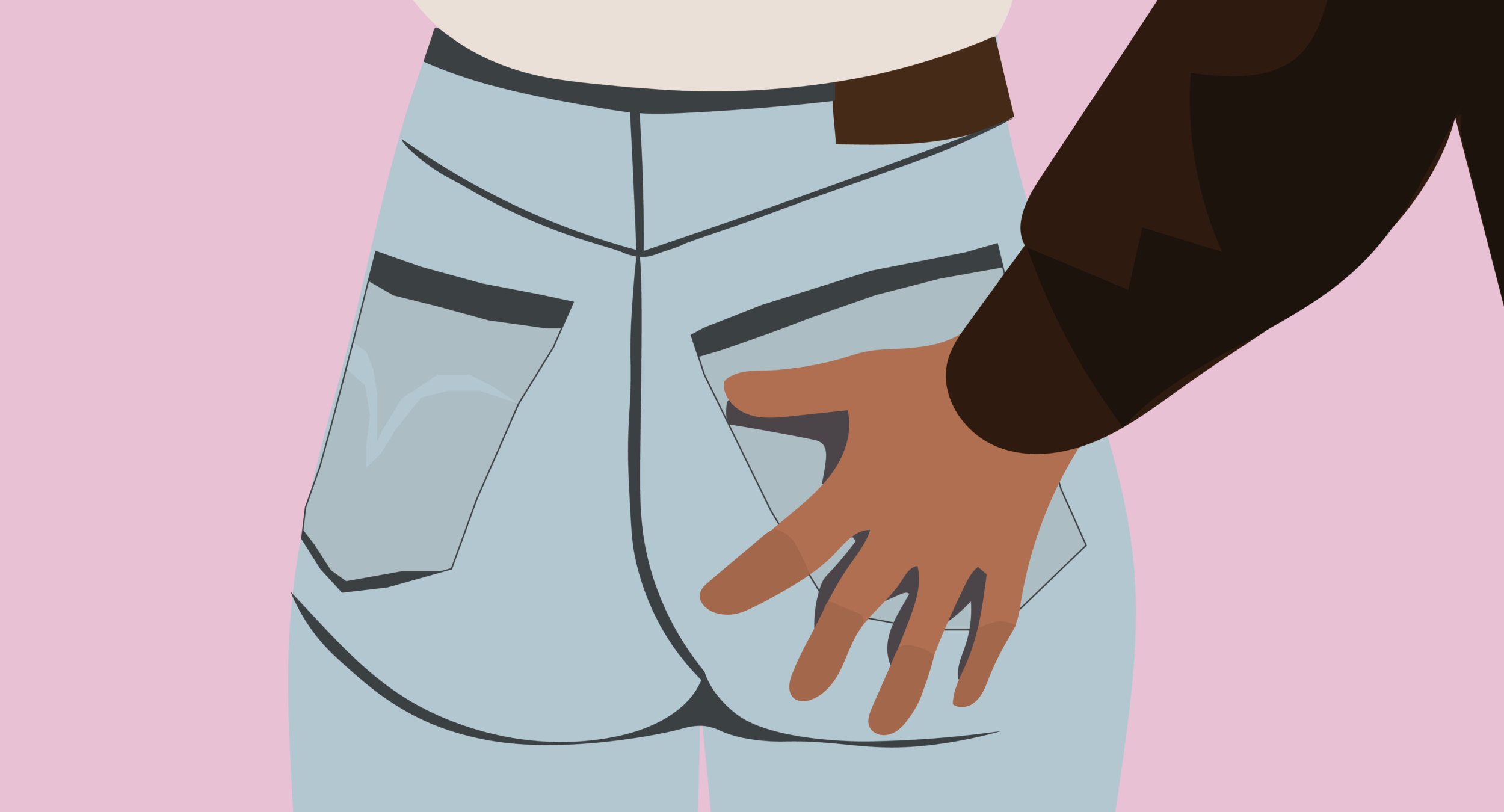 Illustration of someone touching a woman's butt