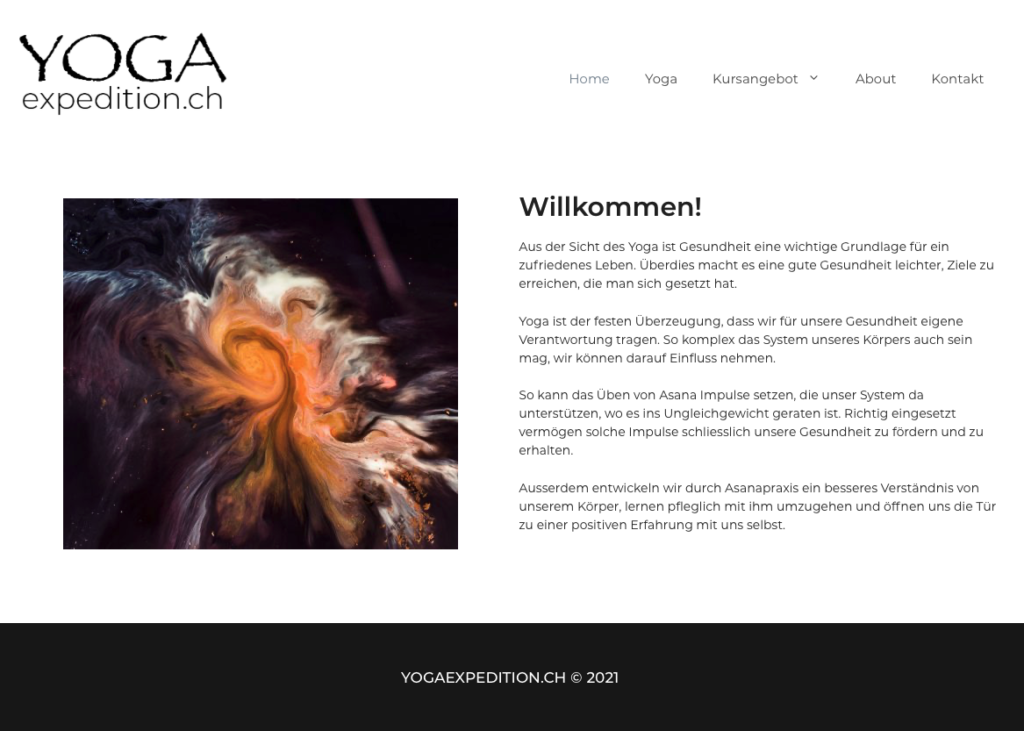Screenshot of "Yogaexpedition.ch"-Homepage